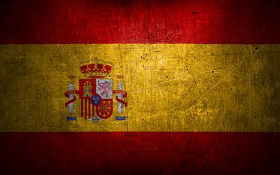 Bandeira espanhola do metal, arte do grunge, países europeus, Dia da Espanha, símbolos nacionais, bandeira da Espanha, bandeiras do metal, Bandeira da Espanha, Europa, Bandeira espanhola, Espanha