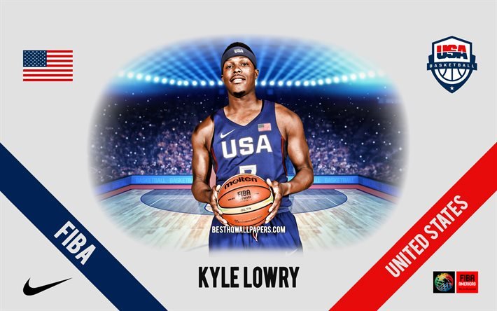 Kyle Lowry, sele&#231;&#227;o americana de basquete, jogador americano de basquete, NBA, retrato, EUA, basquete