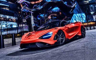 McLaren 765LT, 4k, hyperautot, 2021 autoa, HDR, y&#246;maisemat, 2021 McLaren 765LT, superautot, McLaren