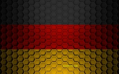 Drapeau de l&#39;Allemagne, texture des hexagones 3d, Allemagne, texture 3d, drapeau de l&#39;Allemagne 3d, texture en m&#233;tal, drapeau de l&#39;Allemagne