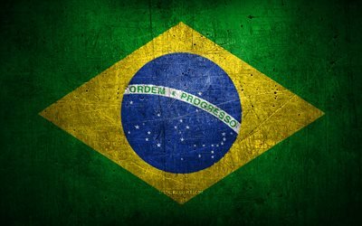 ブラジルの金属旗, グランジアート, 南アメリカ諸国, ブラジルの日, 国家のシンボル, ブラジルの国旗, 金属旗, 南アメリカ, ブラジルの旗, ブラジル