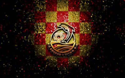 Moadon Sport Ashdod FC, glitter logo, Ligat ha Al, kırmızı sarı damalı arka plan, futbol, İsrail Futbol Kul&#252;b&#252;, Moadon Sport Ashdod logo, mozaik sanatı, Moadon Sport Ashdod, İsrail