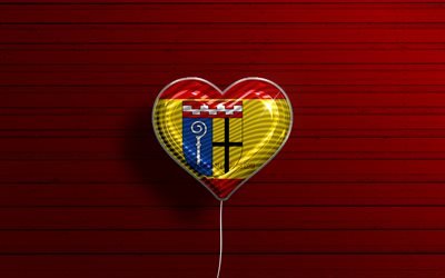 Rakastan Monchengladbachia, 4k, realistiset ilmapallot, punainen puinen tausta, saksalaiset kaupungit, Monchengladbachin lippu, Saksa, ilmapallo lipulla, Monchengladbach, Monchengladbachin p&#228;iv&#228;