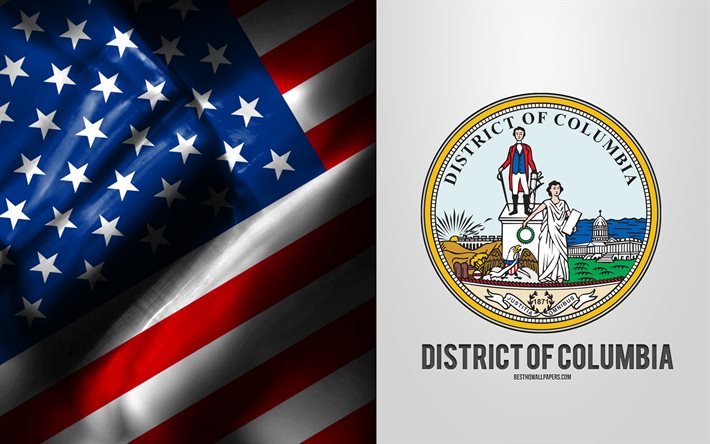 Seal of District of Columbia, USA Flag, Delaware emblem, District of Columbia vapensk&#246;ld, District of Columbia badge, amerikansk flagga, District of Columbia, USA