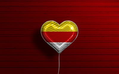 I Love Munster, 4k, palloncini realistici, sfondo di legno rosso, citt&#224; tedesche, bandiera di Munster, Germania, palloncino con bandiera, Munster, Giorno di Munster
