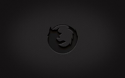 Mozilla karbon logosu, 4k, grunge sanat, karbon arka plan, yaratıcı, Mozilla siyah logosu, Mozilla logosu, Mozilla