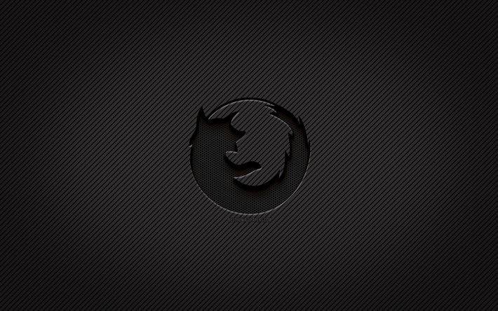 Logo carbone Mozilla, 4k, art grunge, fond carbone, cr&#233;atif, logo noir Mozilla, logo Mozilla, Mozilla