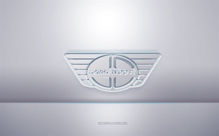 Donkervoort 3d vit logotyp, gr&#229; bakgrund, Donkervoort logo, kreativ 3d konst, Donkervoort, 3d emblem
