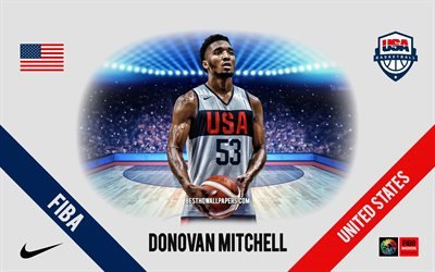 Donovan Mitchell, United States national basketball team, American Basketball Player, NBA, portrait, USA, basketball