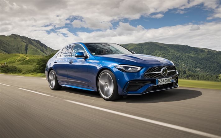 Mercedes-Benz C 200 AMG Line, 4k, autostrada, 2021 auto, W206, motion blur, 2021 Mercedes-Benz classe C, Mercedes