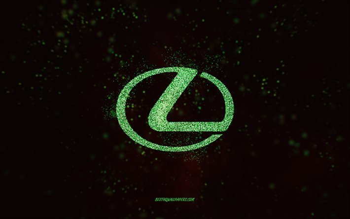 Logo glitter Lexus, 4k, sfondo nero, logo Lexus, arte glitter verde, Lexus, arte creativa, logo Lexus glitter verde