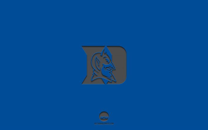 Duke Blue Devils, mavi arka plan, Amerikan futbol takımı Duke Blue Devils amblemi, NCAA, Kuzey Karolina, ABD, Amerikan Futbolu, Duke Blue Devils logosu
