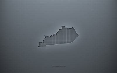 ケンタッキー州の地図, 灰色の創造的な背景, Kentucky, 米国, 灰色の紙の質感, アメリカの州, ケンタッキー州の地図のシルエット, ケンタッキーの地図, 灰色の背景, ケンタッキー3Dマップ