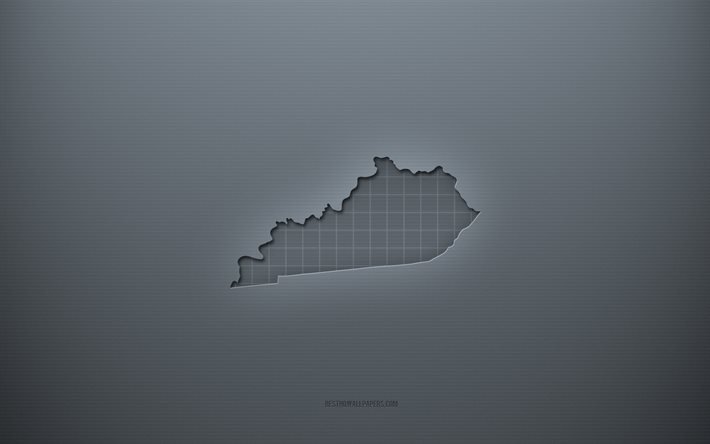 Kentuckyn kartta, harmaa luova tausta, Kentucky, USA, harmaa paperin rakenne, Yhdysvaltojen osavaltiot, Kentuckyn karttasiluetti, harmaa tausta, Kentuckyn 3d-kartta