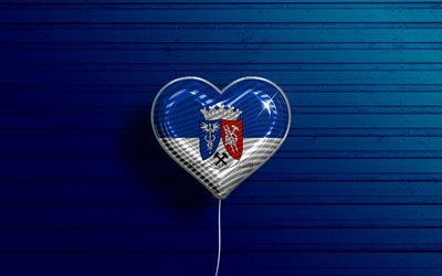 I Love Oberhausen, 4k, realistic balloons, blue wooden background, german cities, flag of Oberhausen, Germany, balloon with flag, Oberhausen flag, Oberhausen, Day of Oberhausen