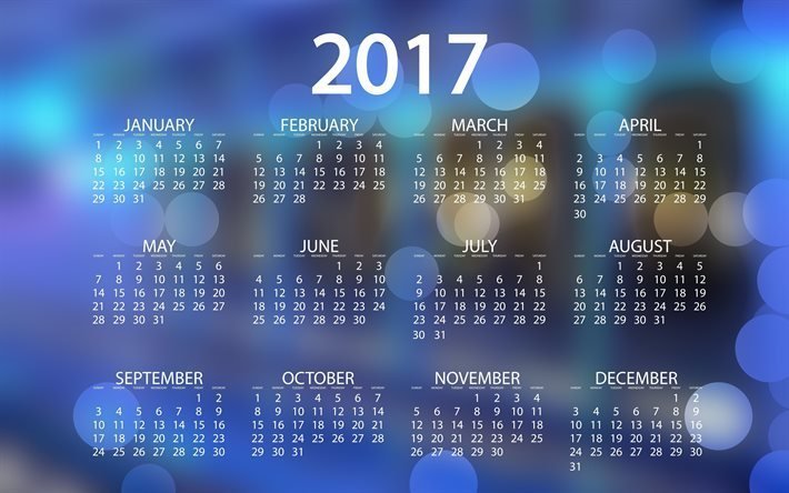 2017, calendario, la textura