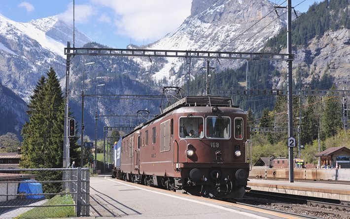 alpes suisses, vieille locomotive, kandersteg