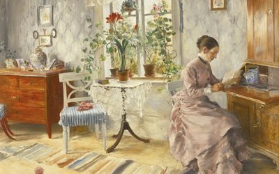 brev, svensk konstn&#228;r, carl larsson, 1885