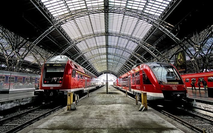 platform, ライプツィヒ, 電車, ドイツ