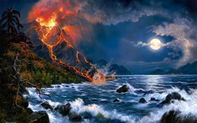 بارنز جيسي, الفنان الأمريكي, ثوران بركان