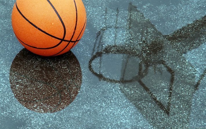 baloncesto, bola, la reflexi&#243;n