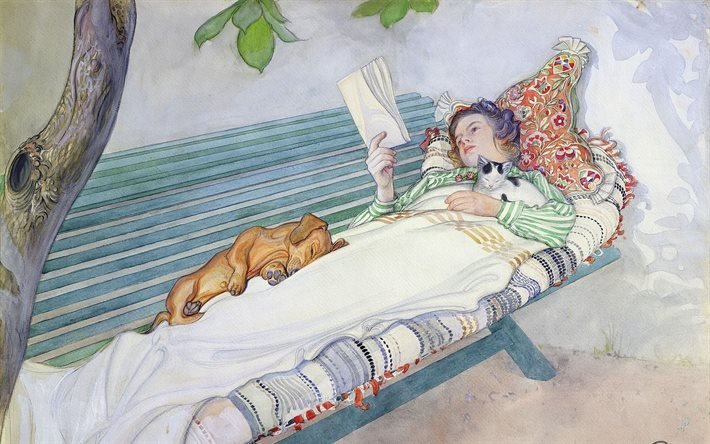 1913, carl larsson, swedish artist, watercolor