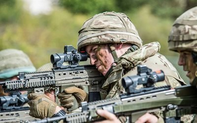 british soldiers, assault rifle, exercises, l85a2