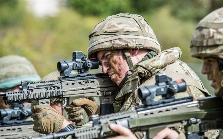 british soldiers, assault rifle, exercises, l85a2