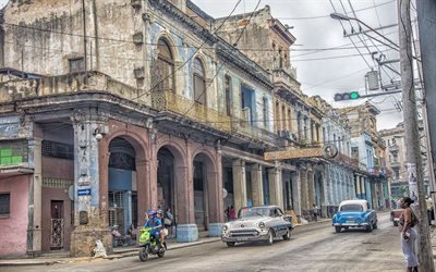 هافانا, الشارع, السيارات, كوبا