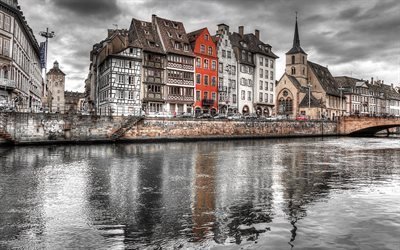 strasburgo, lungomare di saint-nicolas, fiume ill, francia