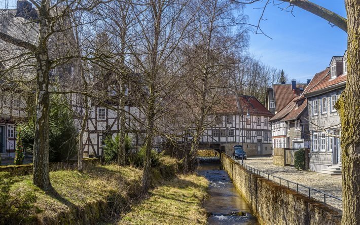 goslar, canale, citt&#224; vecchia, bassa sassonia