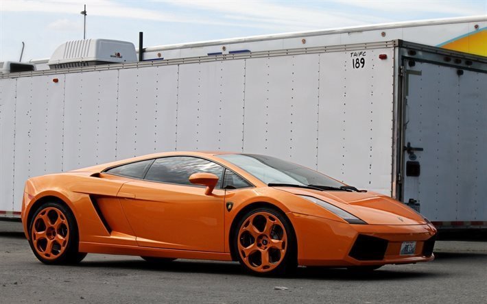 gallardo, lamborghini, orange, supersportwagen