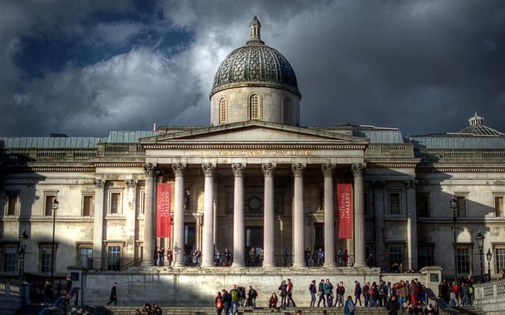 lontoo, national gallery, trafalgar square, uk