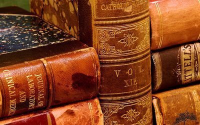leather, roots, old books, guilding