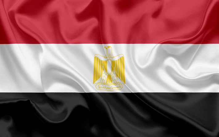 Egyptisk flagga, Egypten, Afrika, flaggan i Egypten, silk flag