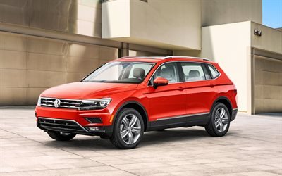 Volkswagen Tiguan, 2018, long wheelbase, Crossover, red Tiguan, german cars, Volkswagen