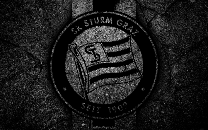 Sturm Graz, logo, art, Austrian Bundesliga, soccer, football club, FC Sturm Graz, asphalt texture