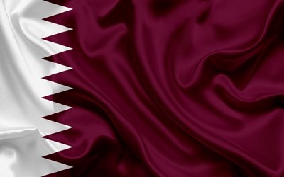 Qatar bandeira, Catar, Oriente M&#233;dio, bandeira do Qatar, seda bandeira