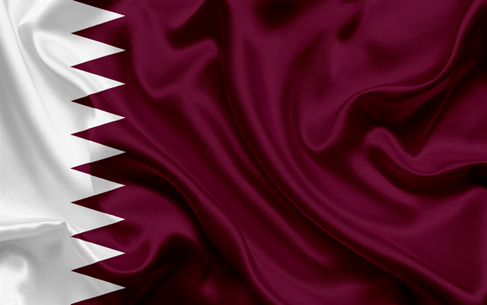 Qatar drapeau, Qatar, Moyen-Orient, le drapeau du Qatar, le drapeau de soie
