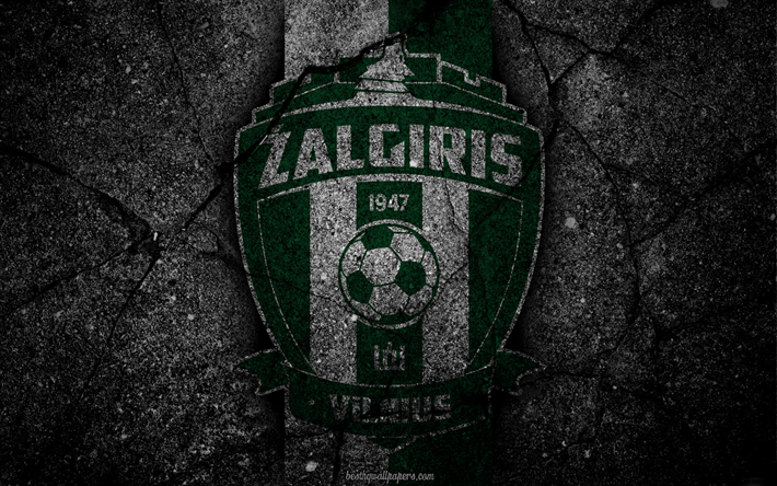 Zalgiris Vilnius, logo, art, A Lyga, Lithuania, soccer, football club, FC Zalgiris, asphalt texture, Zalgiris
