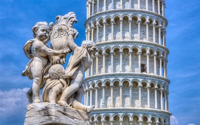 Leaning Tower of Pisa, Sights of Italy, monuments of architecture, Pisa, Italy