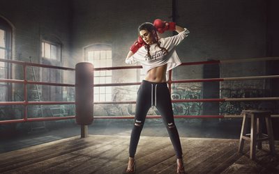Kriti Sanon, 2018, boxing ring, Bollywood, photoshoot, indian actress, beauty, brunette
