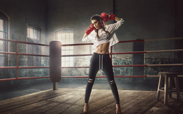 Kriti Sanon, 2018, ring de boxe, Bollywood, photoshoot, l&#39;actrice indienne, beaut&#233;, brunette