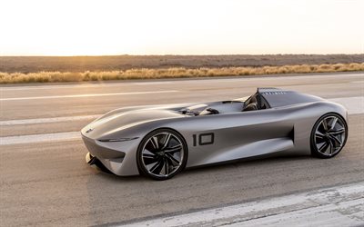 Infiniti Prototyp 10 Koncept, 2018, 4k, framifr&#229;n, retro stil, superbil, roadster, futuristiska koncept bil, Infiniti