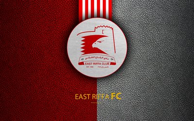 East Riffa SCC, 4k, textura de cuero, logotipo, blanco de l&#237;neas rojas, Bahrein club de f&#250;tbol, de Bahrein de la Premier League, Riffa, Bahrein, f&#250;tbol