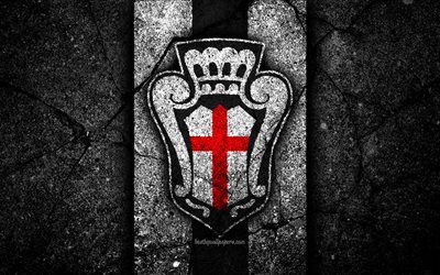 4k, Pro Vercelli FC, logo, Serie B, football, black stone, Italian football club, soccer, emblem, Pro Vercelli, asphalt texture, Italy, FC Pro Vercelli