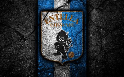 4k, Entella FC, logo, Serie B, futebol, pedra preta, Italiano de futebol do clube, emblema, Entella, a textura do asfalto, It&#225;lia, FC Entella