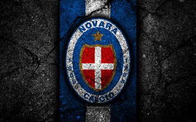 4k, Novara FC, logo, Serie B, football, black stone, Italian football club, soccer, emblem, Novara, asphalt texture, Italy, FC Novara