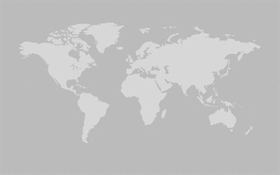 Mapa del mundo en una pared blanca, la Tierra, los continentes, mundo, mapa de conceptos, en la pared blanca