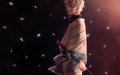 Sakata Gintoki, kimono, samurai, manga, protagonist, Gintama